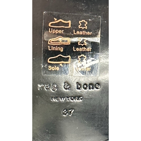 Rag & Bone Slip-On Spire Black Leather Grommet Mules Buckles Size 37 (US 7) New - Picture 9 of 9